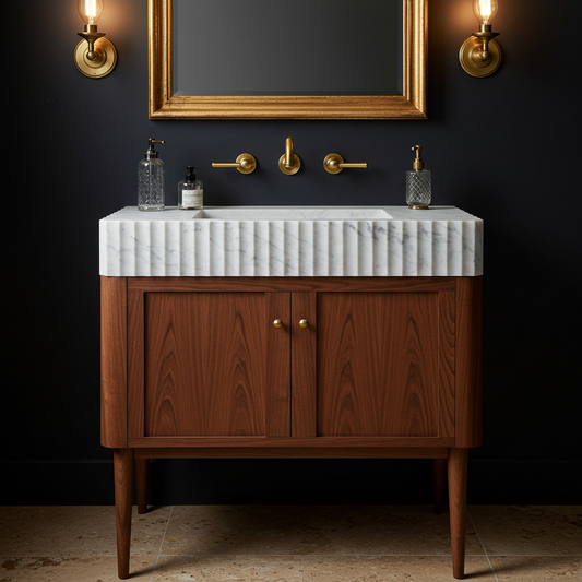 modern fluted marble sink vanity