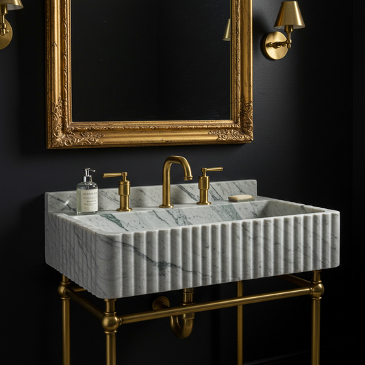 polished marble vessel sink