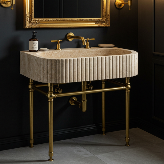 sculpted travertine washbasin