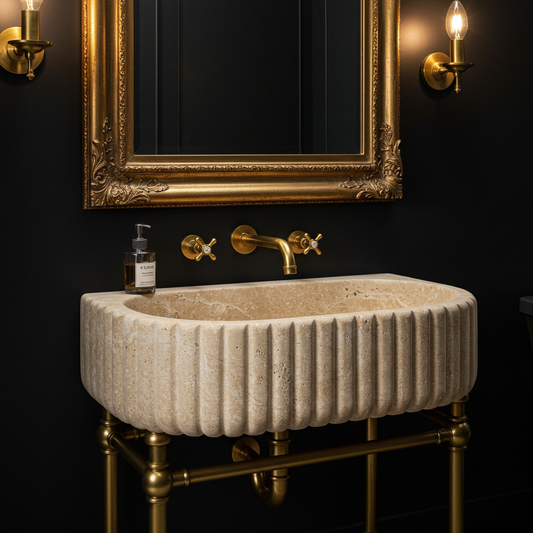 textured travertine basin